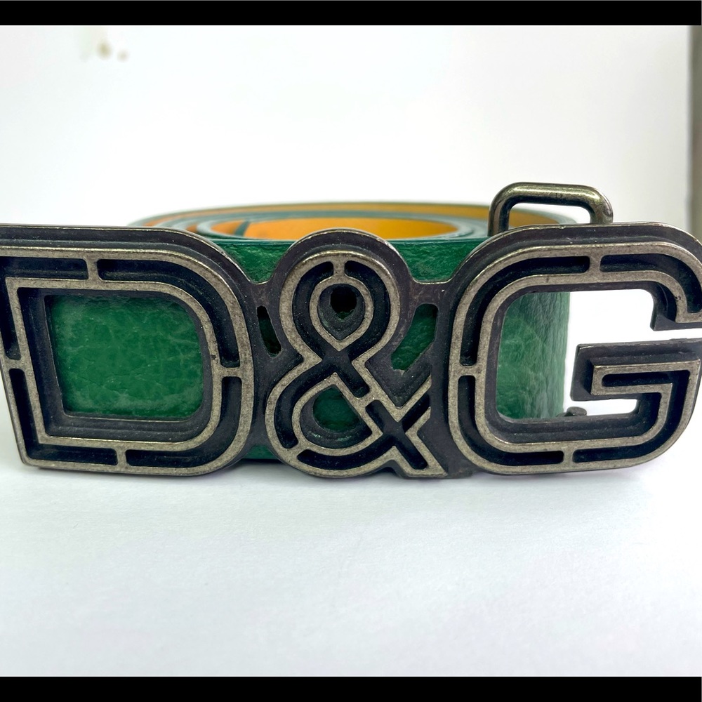 Dolce & Gabbana green leather logo belts